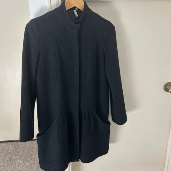 IRO Black Collarless Snap button Coat - Size Small/Medium - Picture 1 of 5